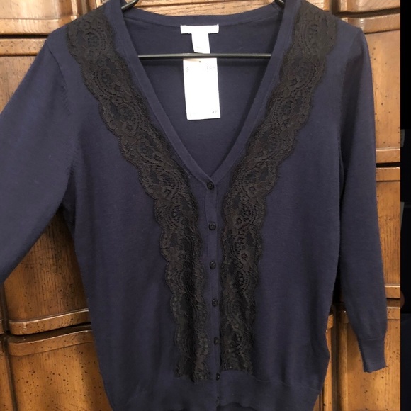H&M Navy & Lace Cardigan - Picture 2 of 10